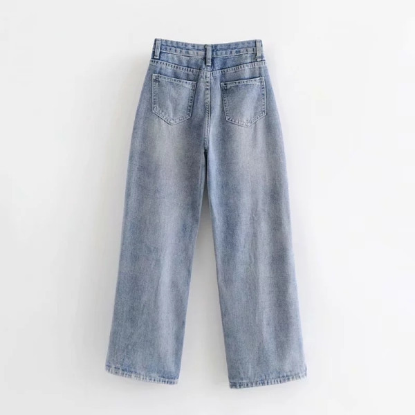 Lai standardse vöökohaga naiste teksapükste mudel