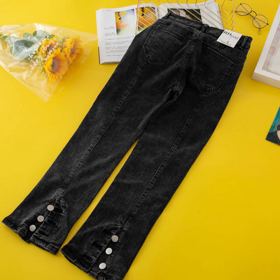 Ежедневни дамски дънки с копчета и висока талия