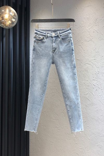 Casual μακρυά τζιν με τσέπες και ψηλή μέση