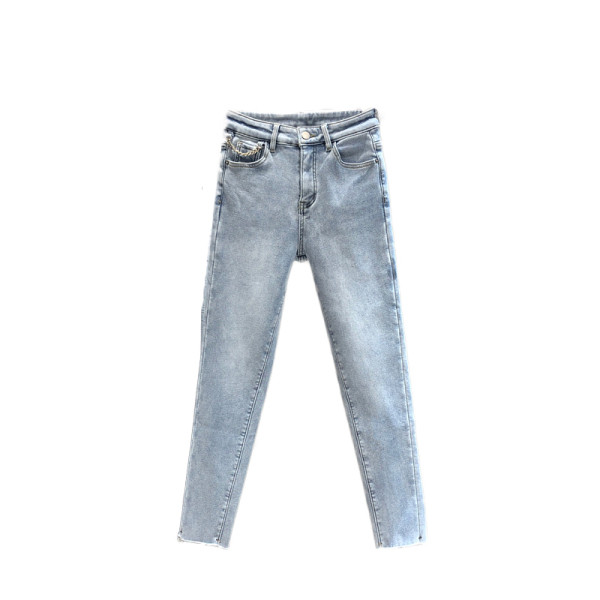 Casual μακρυά τζιν με τσέπες και ψηλή μέση