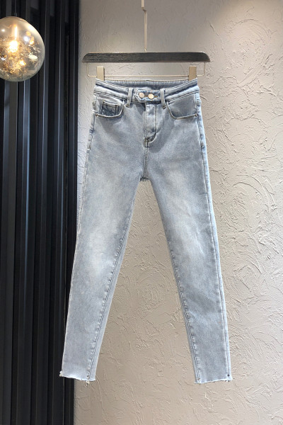 Γυναικείο τζιν casual μοντέλο με τσέπες σε μπλε χρώμα