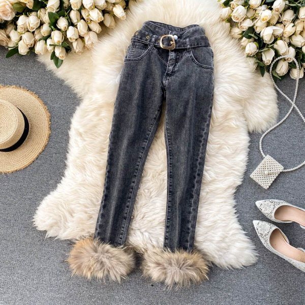 Γυναικεία μακριά τζιν με ψηλή μέση 