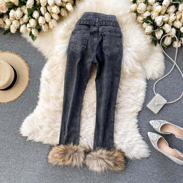 Γυναικεία μακριά τζιν με ψηλή μέση 