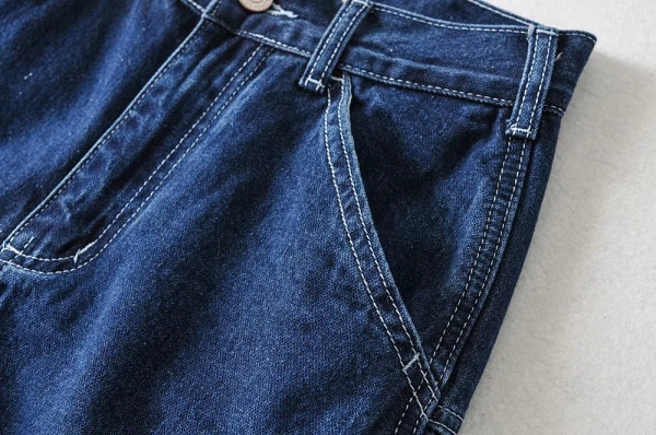 Φαρδύ μοντέλο τζιν με υψηλή μέση σε μπλε χρώμα