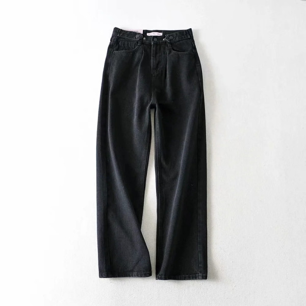 Casual φαρδιά τζιν με κουμπιά στη μέση