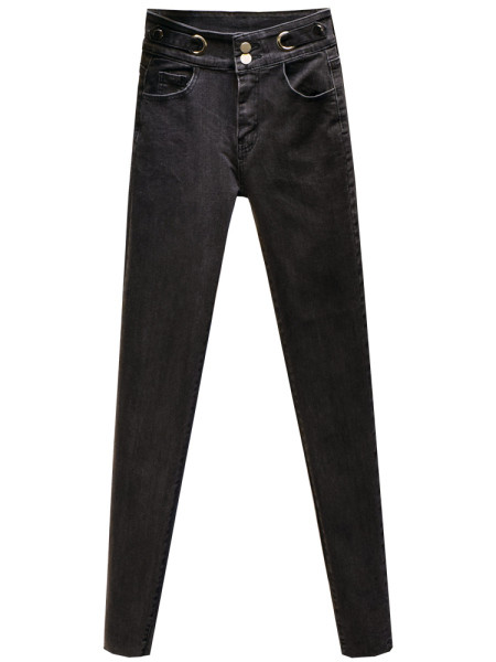 Ženske traperice visokog struka Slim model u crnoj boji