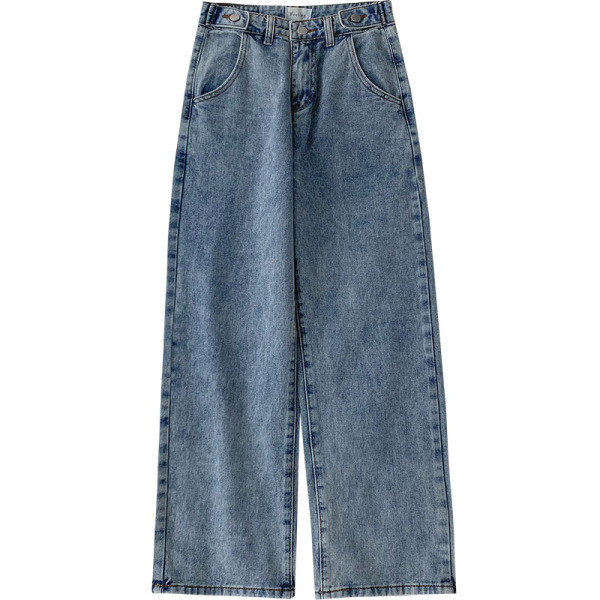 Naiste vabaaja teksapükste lai nööpidega mudel