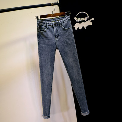 Γυναικεία τζιν με υψηλή μέση λεπτό μοντέλο σε μπλε, γκρι και μαύρο  χρώμα