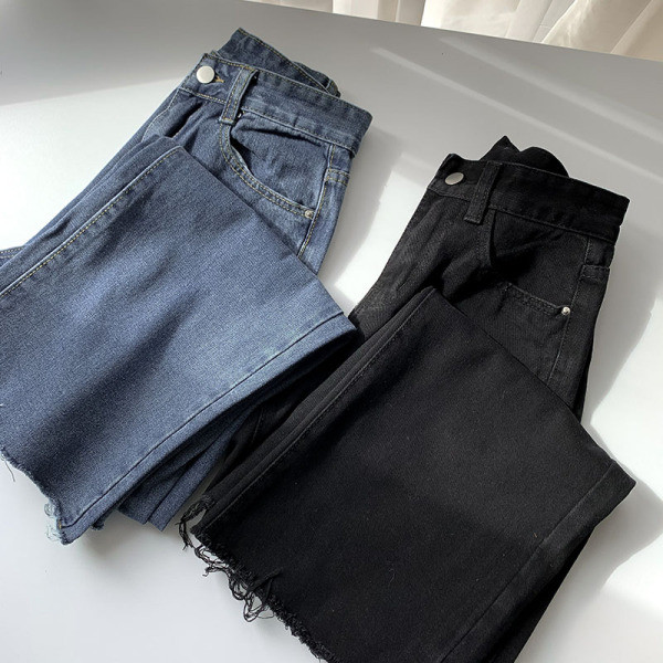 Γυναικεία φαρδιά τζιν με ψηλή μέση σε δύο χρώματα