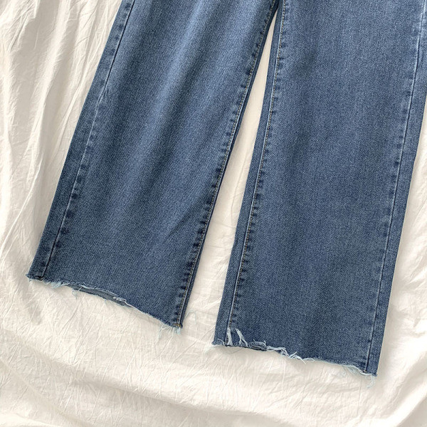 Γυναικεία φαρδιά τζιν με ψηλή μέση σε δύο χρώματα