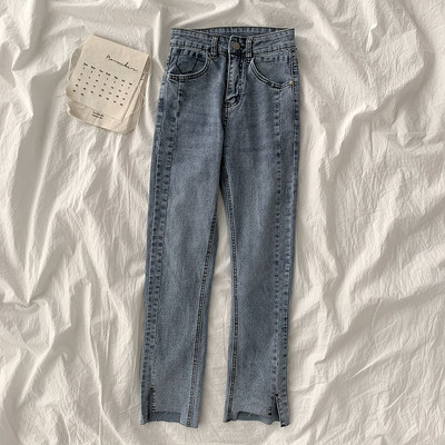 Γυναικεία τζιν casual με ψηλή μέση σε δύο χρώματα