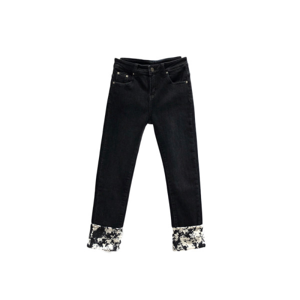 Blugi de dama cu buzunare si fermoar de culoare neagra