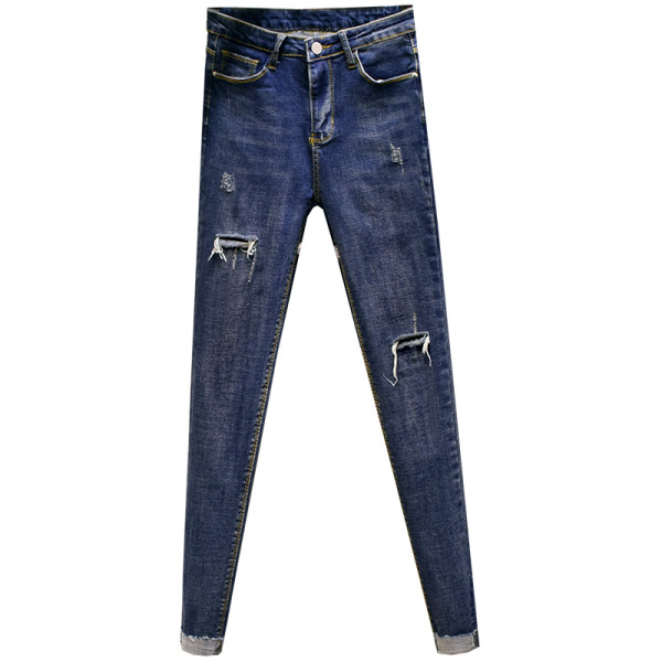 Uus rebenenud kõrge vöökoha motiividega naiste teksapükste mudel