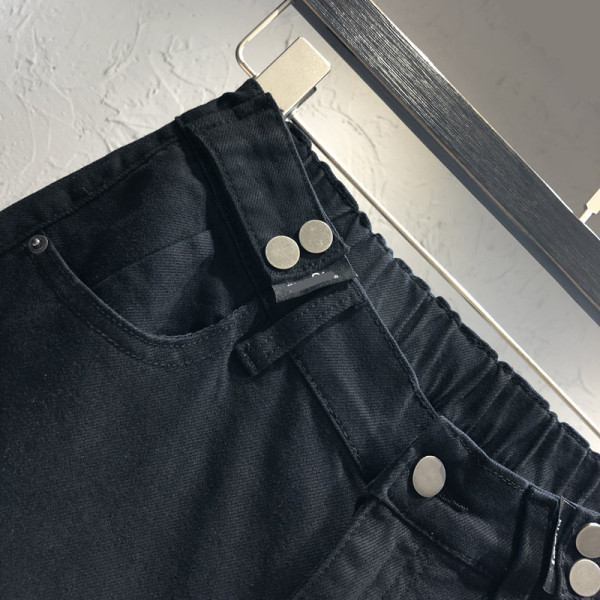 Blugi casual de dama cu talie inalta si buzunare in alb si negru