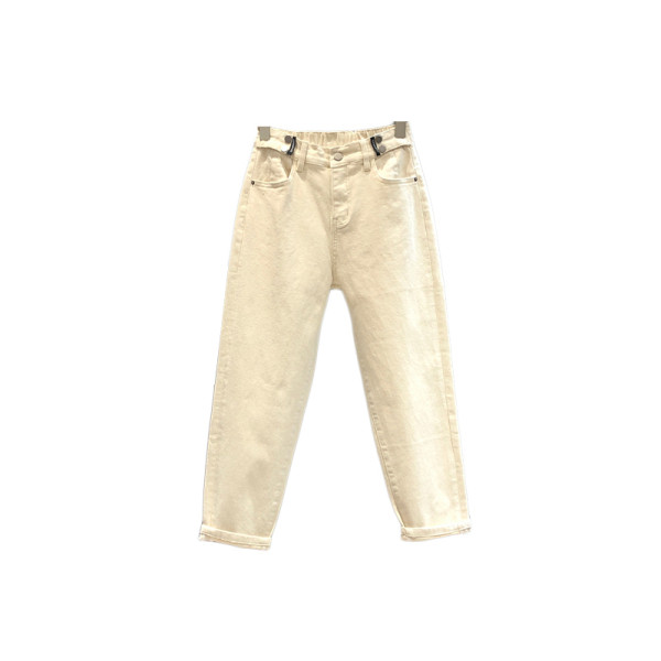 Blugi casual de dama cu talie inalta si buzunare in alb si negru