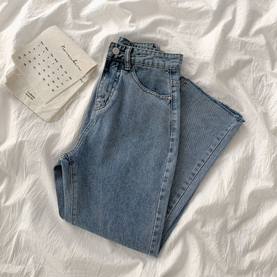 Naiste teksapüksid, kõrge vöökohaga tavaline mudel