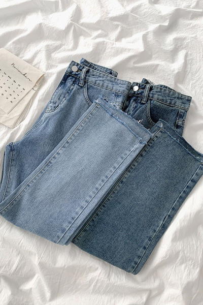 Naiste teksapüksid, kõrge vöökohaga tavaline mudel