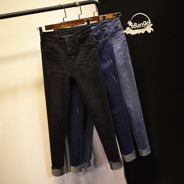 Naiste vabaaja teksad kõrge vöökohaga Slim mudel