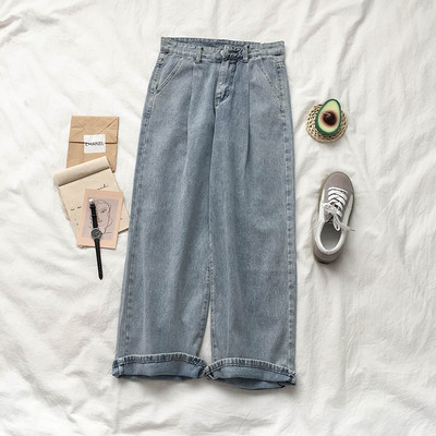 Γυναικεία τζιν με υψηλό μοντέλο μέσης σε μπλε χρώμα