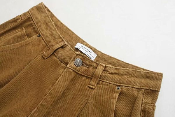 Blugi casual dama de culoare maro - model larg