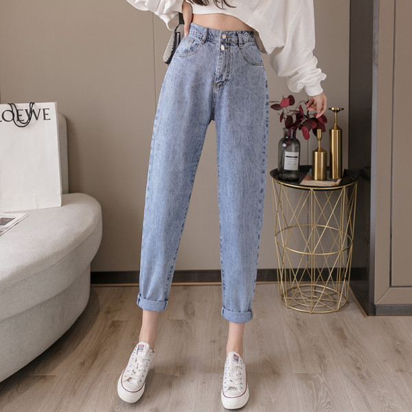 Дамски дънки с висока талия и джобове