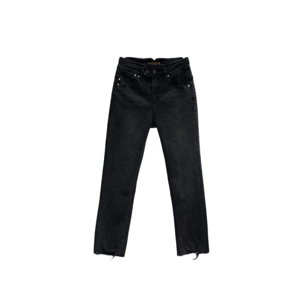 Γυναικεία casual τζιν με σκισμένο σχέδιο και τσέπες σε μαύρο χρώμα