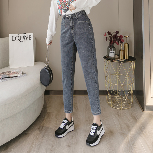 Sinise värvi lai naiste teksapükste mudel