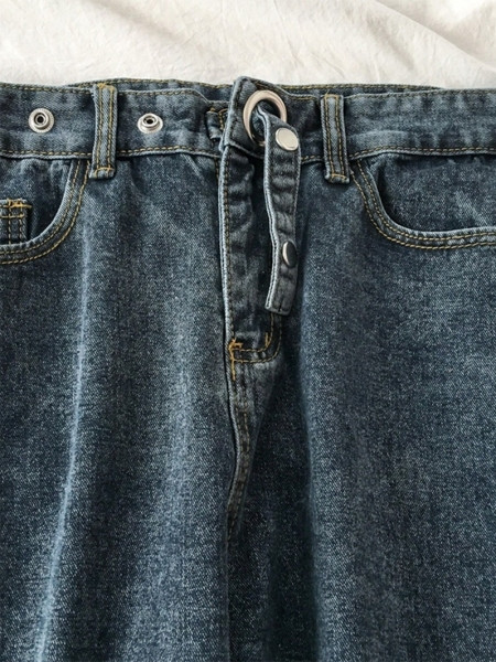 Γυναικεία φαρδιά τζιν ρετρό στυλ με κουμπιά