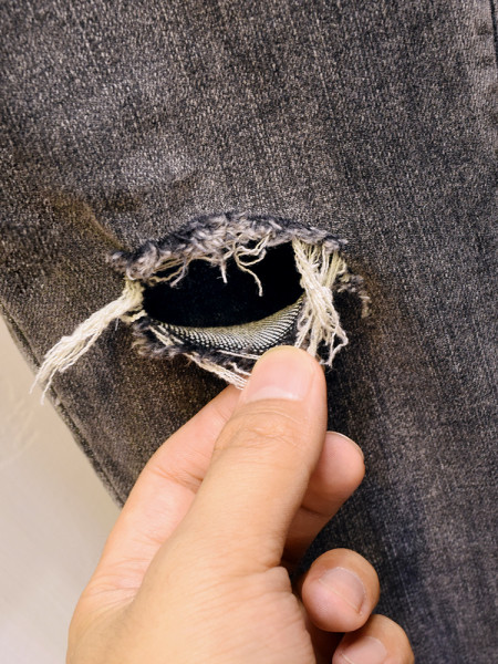 Naiste teksad Õhuke kõrge vöökoha ja rebenenud motiividega mudel - hall värv