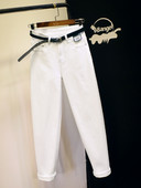 Нов модел дамски дънки с висока талия в бял и бежов цвят