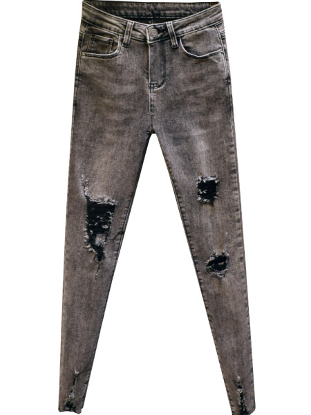 Naiste teksad Slim mudel rebenenud motiividega hall