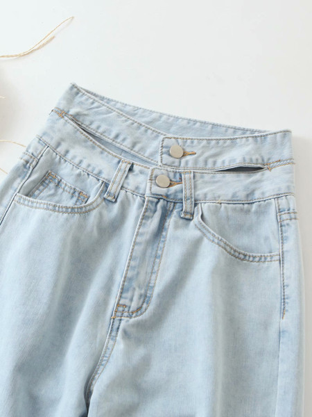 Naiste teksapükste lõikega mudel ilma allääreta