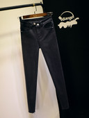 Ежедневни дамски дънки Slim модел с висока талия в син и черен цвят