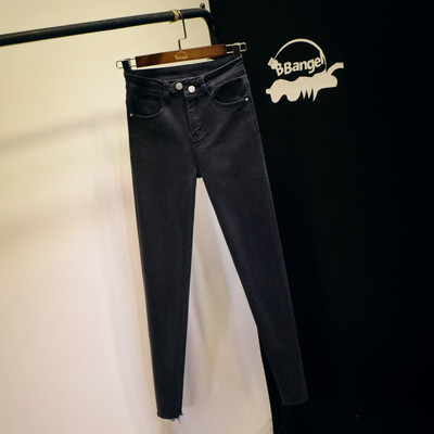 Ежедневни дамски дънки Slim модел с висока талия в син и черен цвят