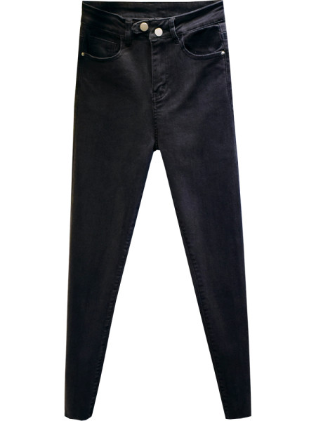 Ежедневни дамски дънки Slim модел с висока талия в син и черен цвят