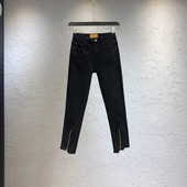 Дамски ежедневни дънки с ципове в черен цвят