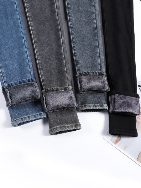 Νέο μοντέλο γυναικεία τζιν με υψηλή μέση και απαλή ζεστή επένδυση