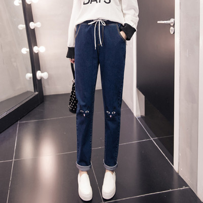 Γυναικεία  ελαστικά τζιν με κορδόνια - μεγάλα μεγέθη