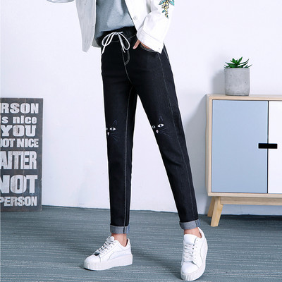 Γυναικεία  ελαστικά τζιν με κορδόνια - μεγάλα μεγέθη