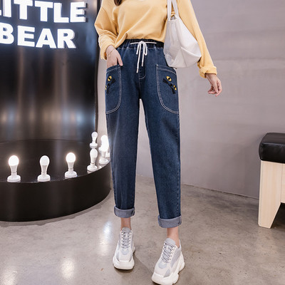 Γυναικεία  ελαστικά τζιν με κορδόνια - μεγάλα μεγέθη