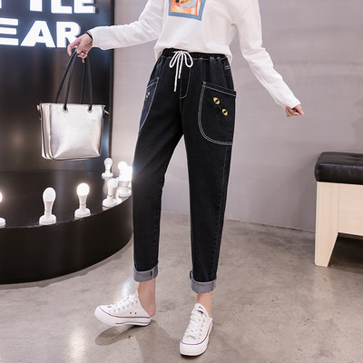 Γυναικεία  ελαστικά τζιν με κορδόνια - μεγάλα μεγέθη