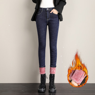 Γυναικεία τζιν φθινοπώρου-χειμερινά με υψηλή μέση και απαλή φόδρα