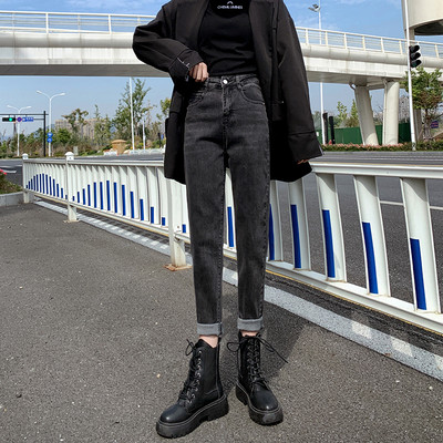 Naujo modelio moteriški džinsai aukštu liemeniu tinkantys žiemai