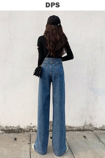 Дамски дънки с висока талия и широки крачоли 