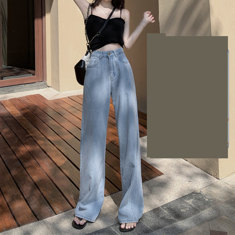 Дамски дънки с висока талия и широки крачоли 