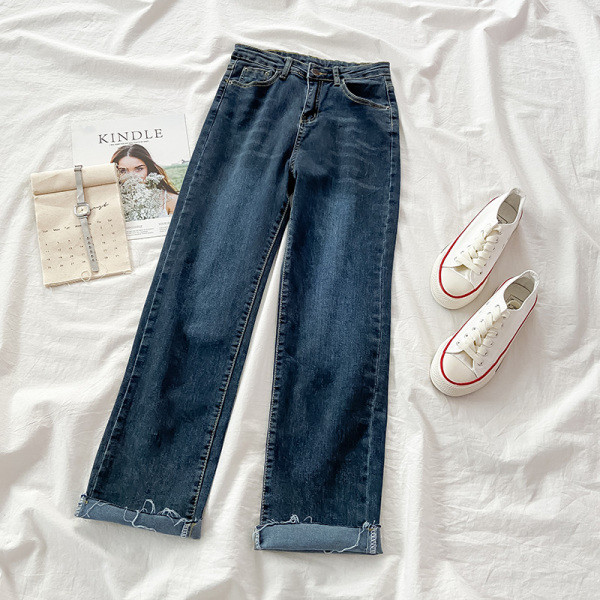 Ženske široke traperice s visokim strukom i kopčanjem