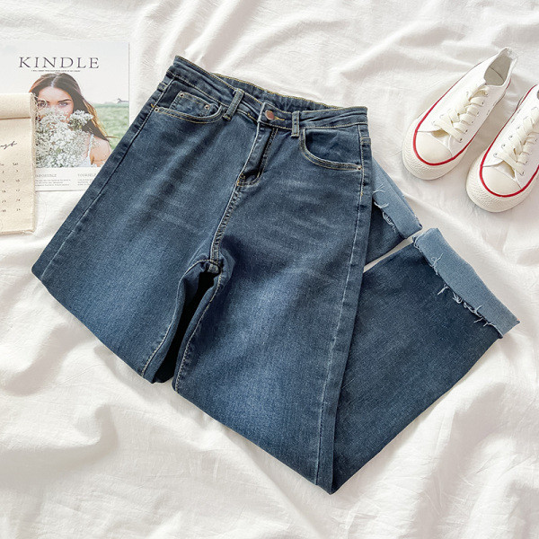 Ženske široke traperice s visokim strukom i kopčanjem