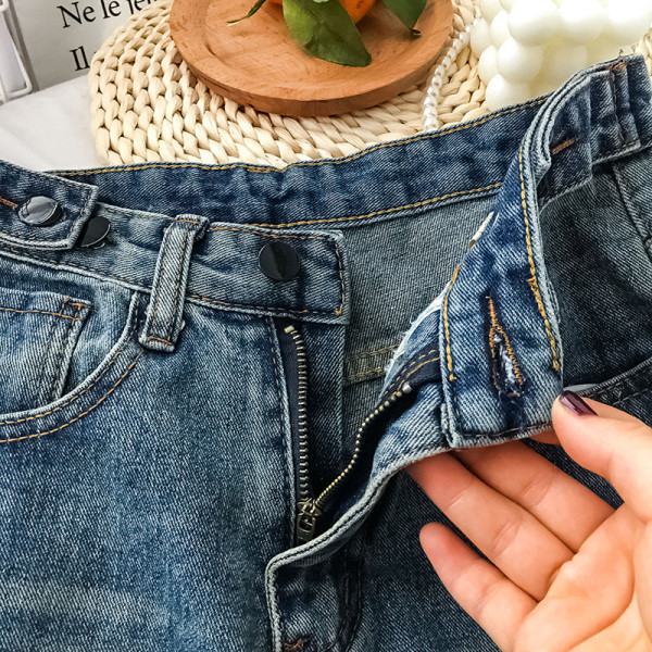 Naiste teksapüksid retro stiilis lai taskutega mudel