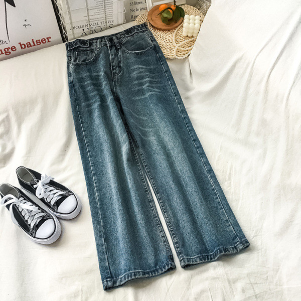 Naiste teksapüksid retro stiilis lai taskutega mudel