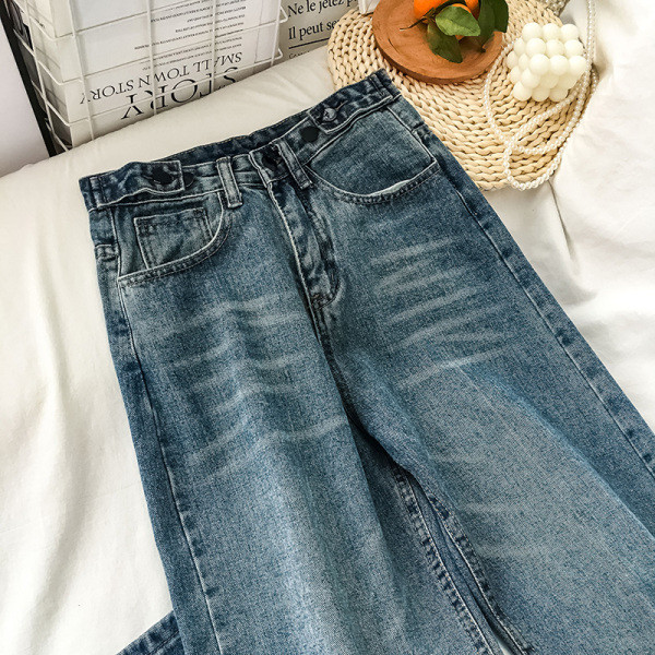 Naiste teksapüksid retro stiilis lai taskutega mudel